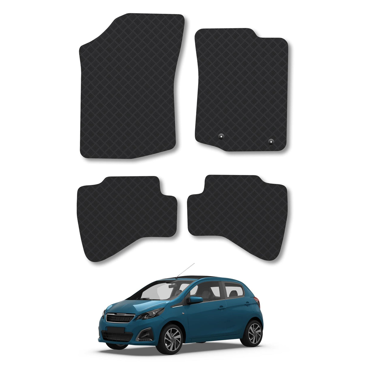 Peugeot 108 Round Clip Floor Fixing Car Mats (2014-Onwards)