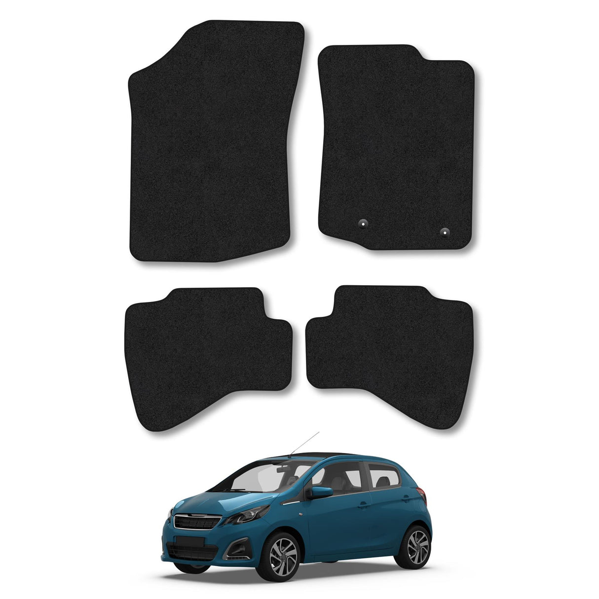 Peugeot 108 Round Clip Floor Fixing Car Mats (2014-Onwards)
