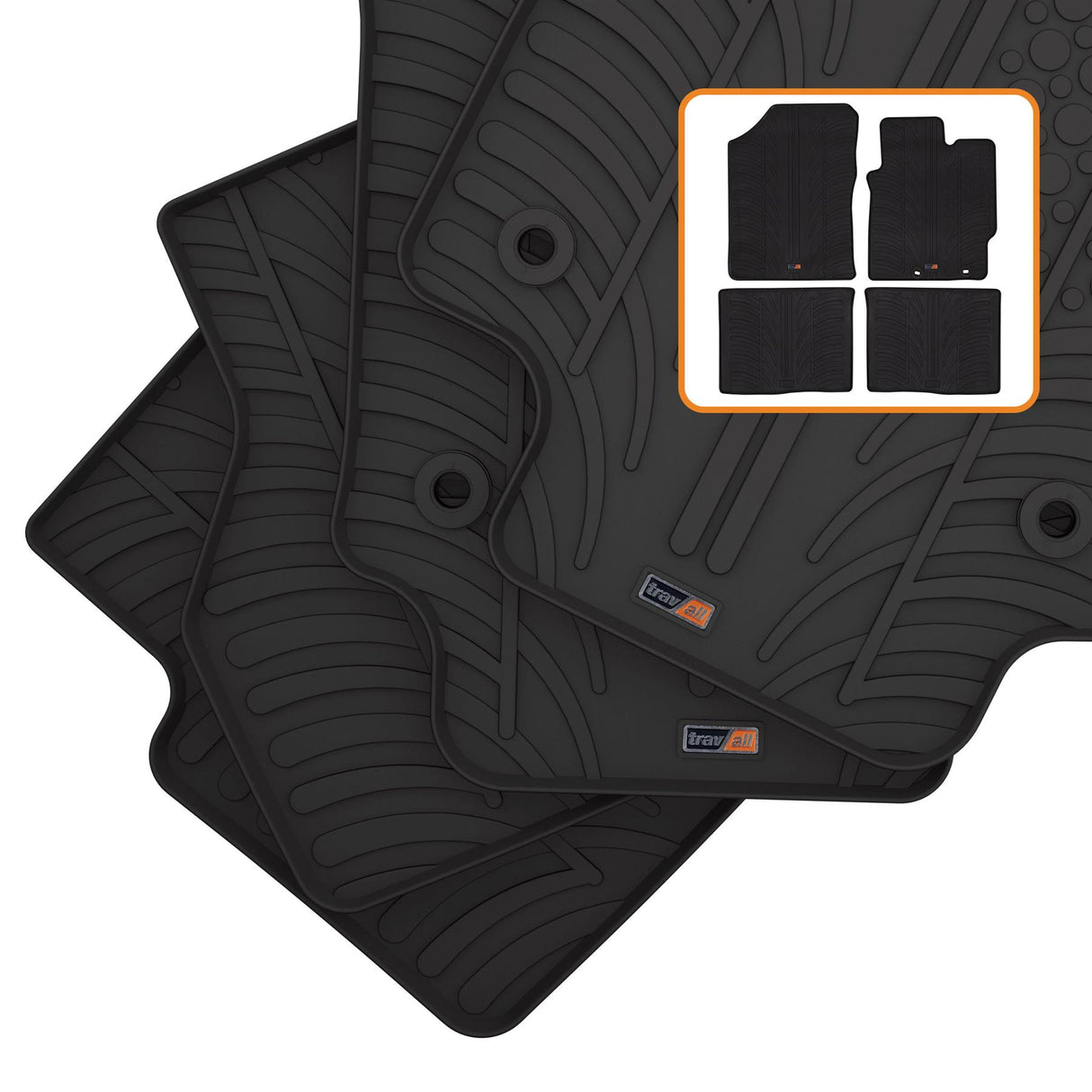 TRAVALL Toyota Yaris Non-Hybrid Premium Rubber Car Mats (2010-2020)