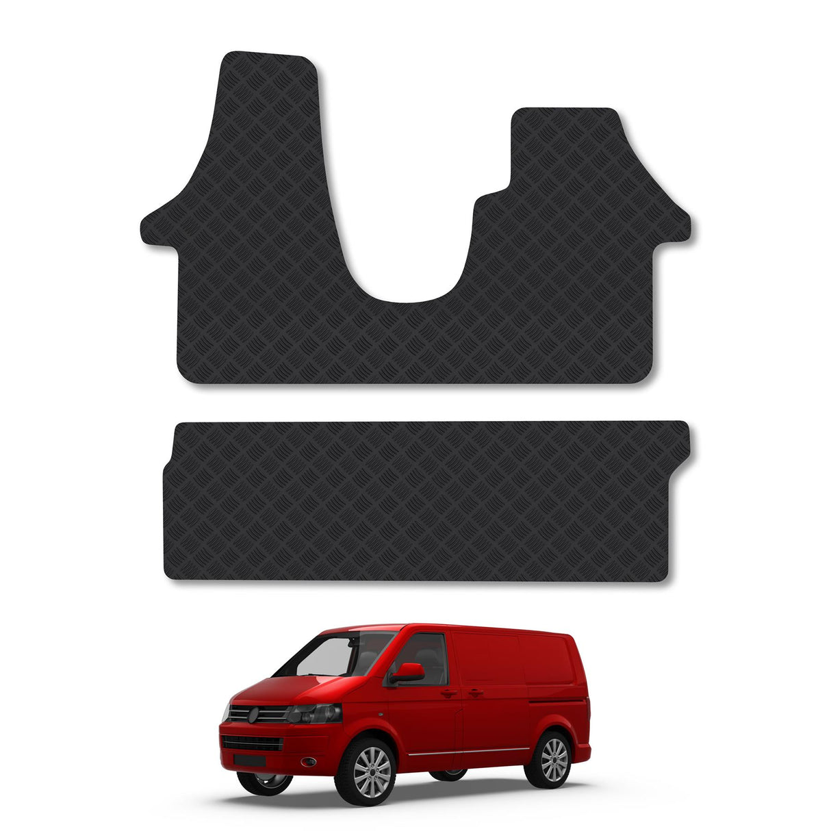 VW Transporter T5 (2003-2015) [Kombi] [Double Seat] [Single Sliding Door] Heavy-Duty Rubber Car Mats