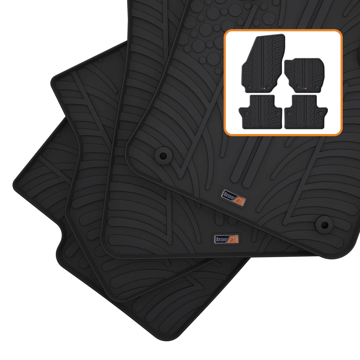 TRAVALL Volvo V70 XC70 Premium Rubber Car Mats (2007-2016)