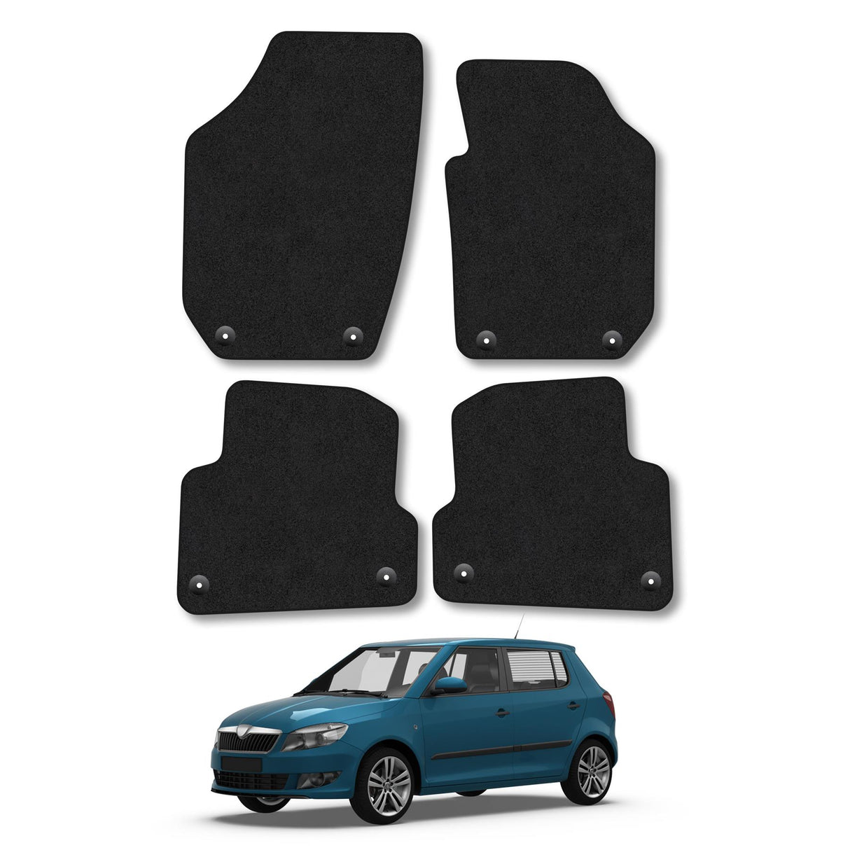 Skoda Fabia (2007-2014) [8 Clip] Tailored Carpet Car Mats