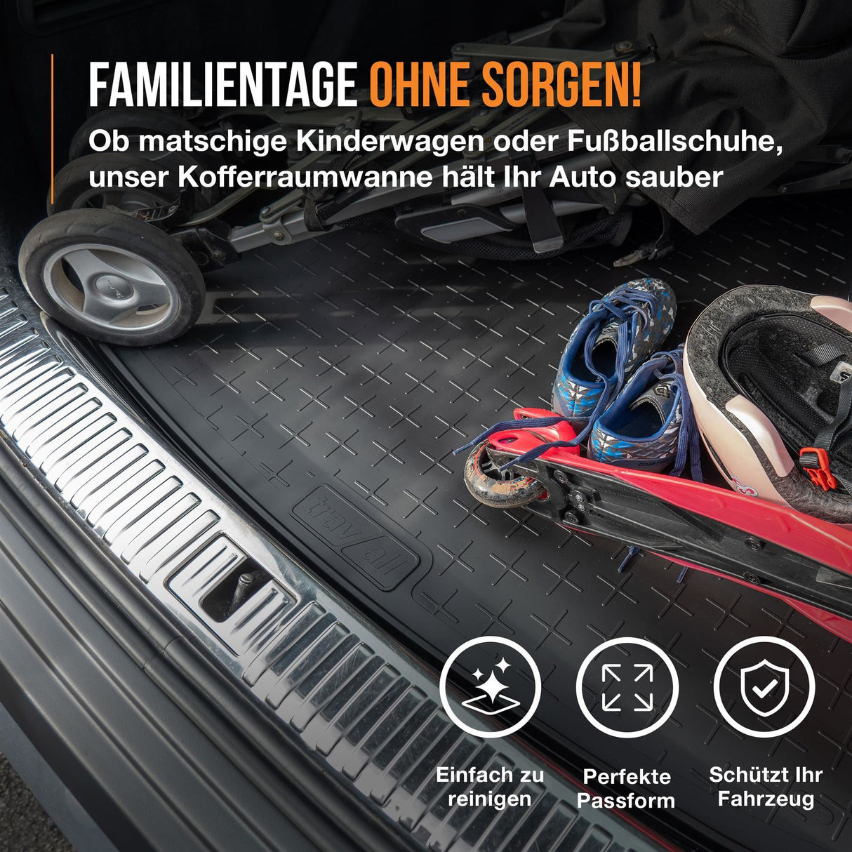 TRAVALL Seat  Leon [Upper Boot Position] Premium Rubber Boot Mats Liner (2013-2020)